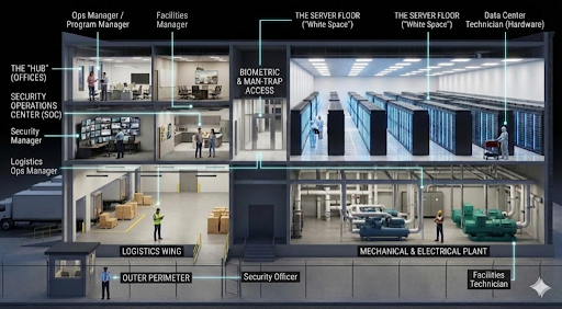 Illustration of Google data center job areas